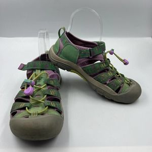 Keen Closed Toe Water Shoes Green Purple Bungie Cord Slip On Shoes Sneaker 6